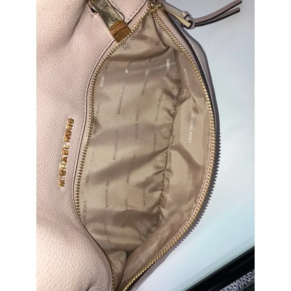 MICHAEL KORS, LARGE LIGHT PINK PEBBLED LEATHER BACKPACK